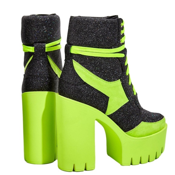 Black multi glitter lime heeled bootie - Picture 6 of 6